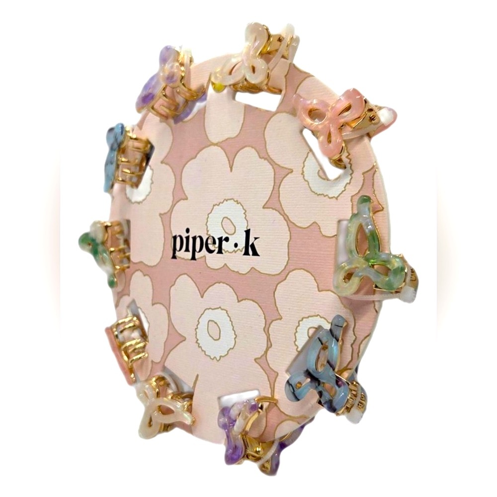 NWT ⚜️🎀⚜️ Piper K Metal and acrylic mini bows hair claw clips - Picture 3 of 8